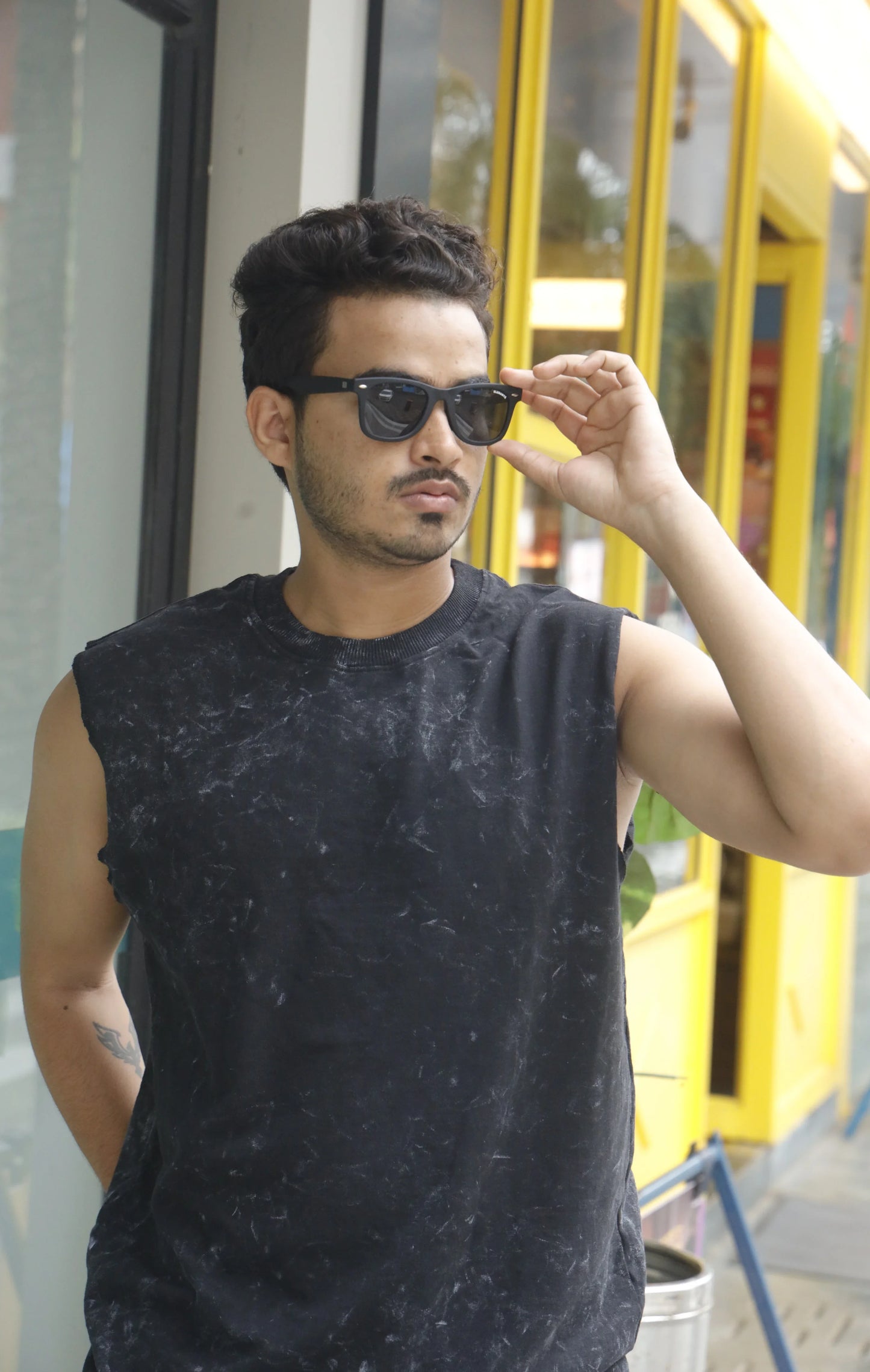 Black -Premium Acid-Wash Tank T-Shirt | 100% Cotton