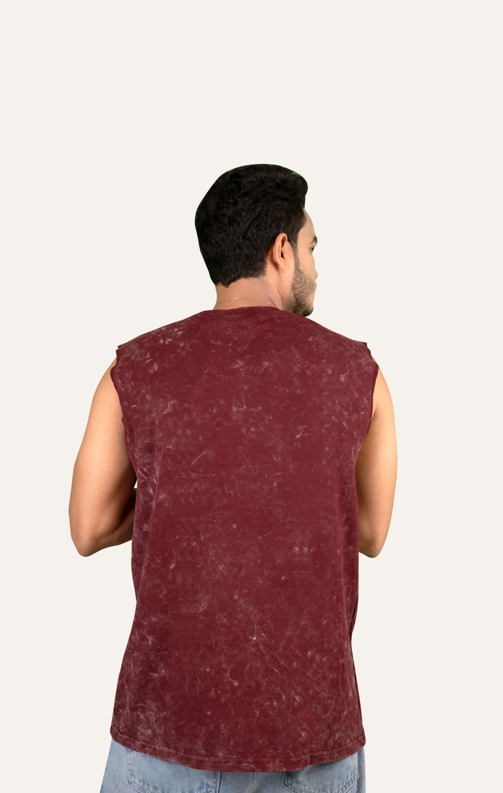 Maroon -Premium Acid-Wash Tank T-Shirt | 100% Cotton