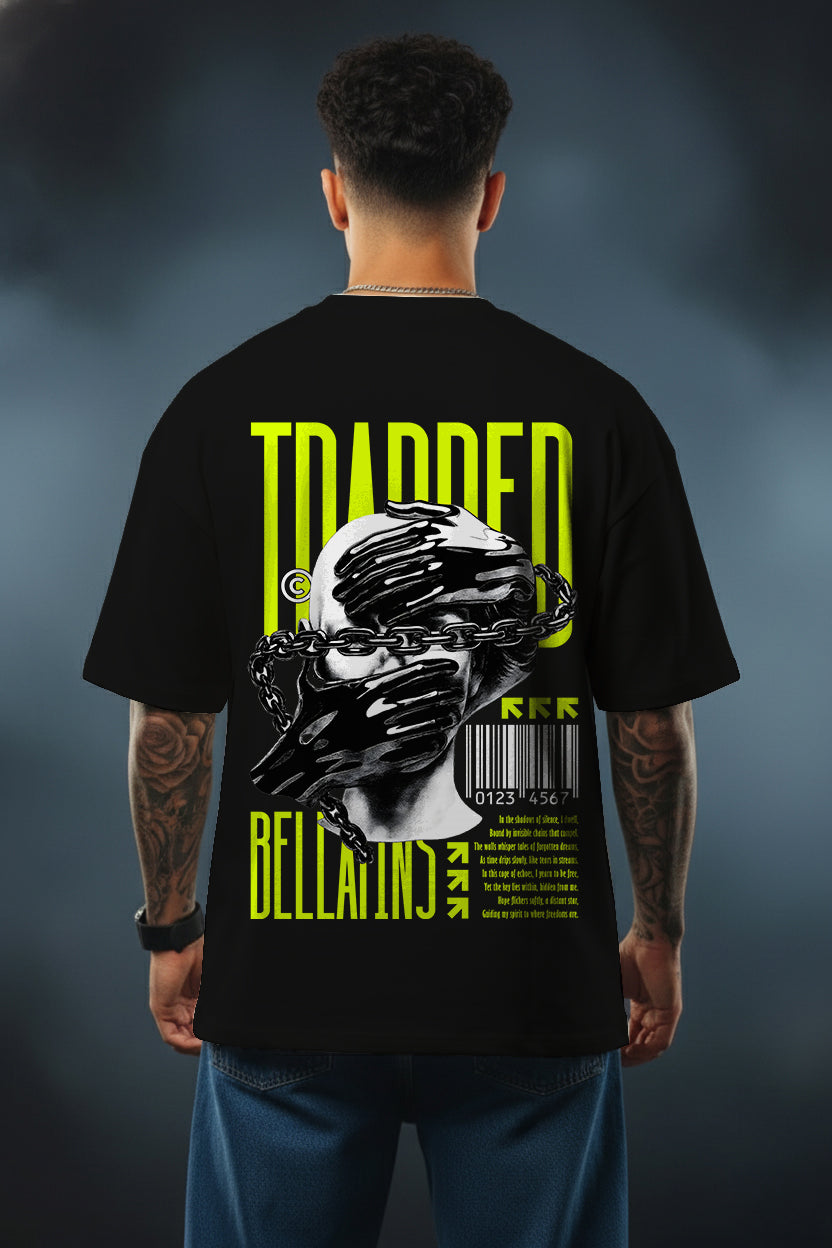Trapped Neon Graphic Oversized T-Shirt By Bellatins
