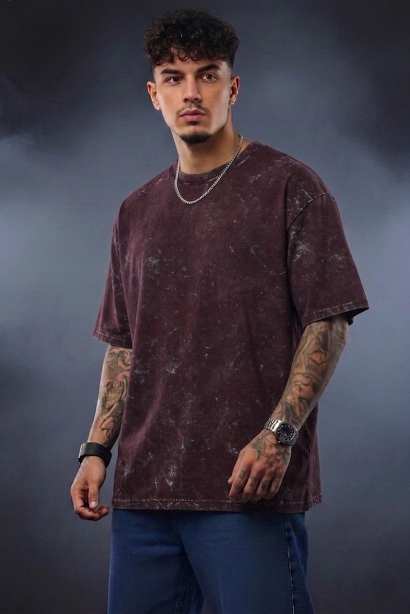 Acid Wash Oversized T-Shirt for Men | Trendy Streetwear Vintage Tee