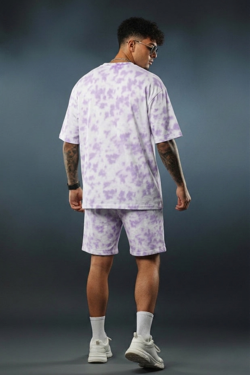 Men’s Tie-Dye Co-Ord Set – Oversized T-Shirt & Shorts Streetwear Combo