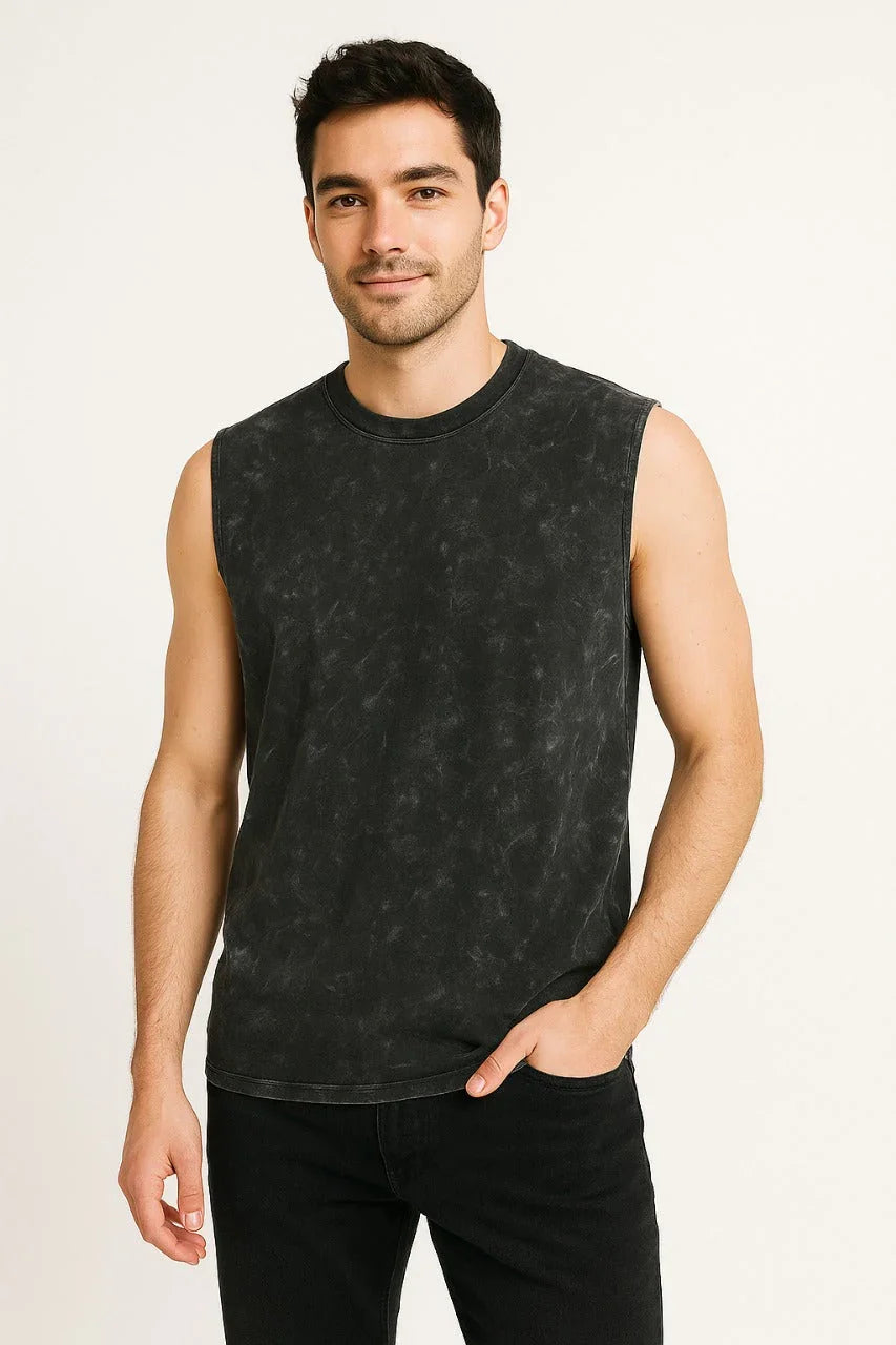Premium Acid-Wash Tank T-Shirt | 100% Cotton