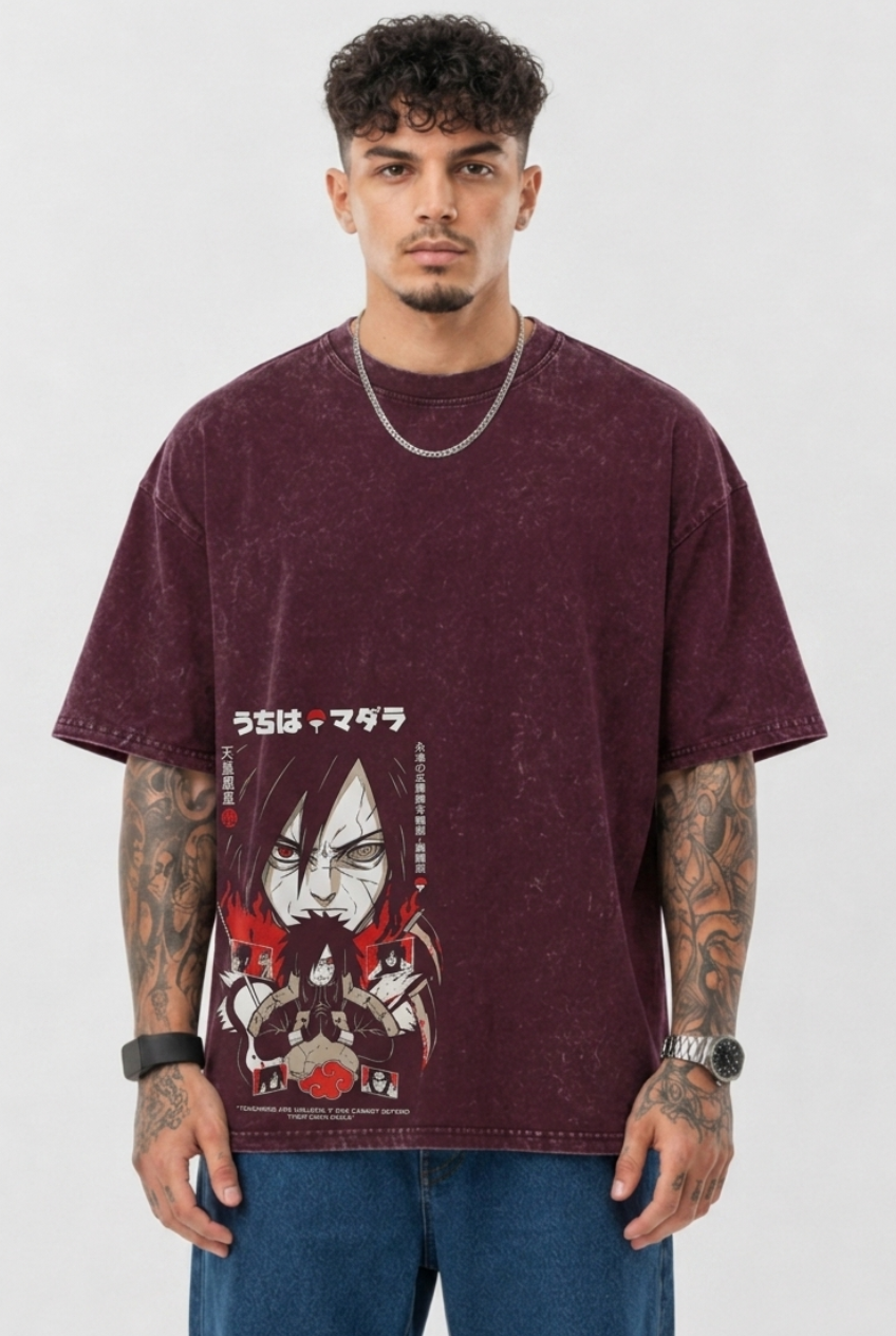 Uchiha Madara Oversized Acid Wash Anime T-Shirt
