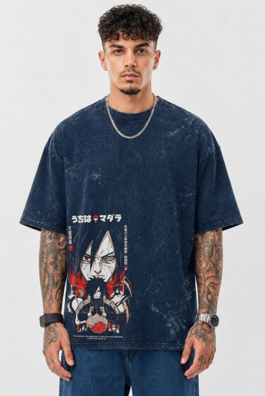 Uchiha Madara Oversized Acid Wash Anime T-Shirt