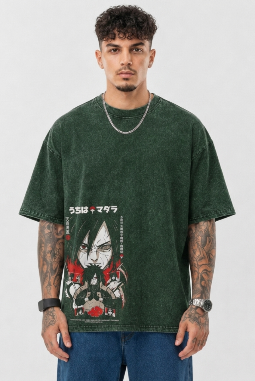 Uchiha Madara Oversized Acid Wash Anime T-Shirt