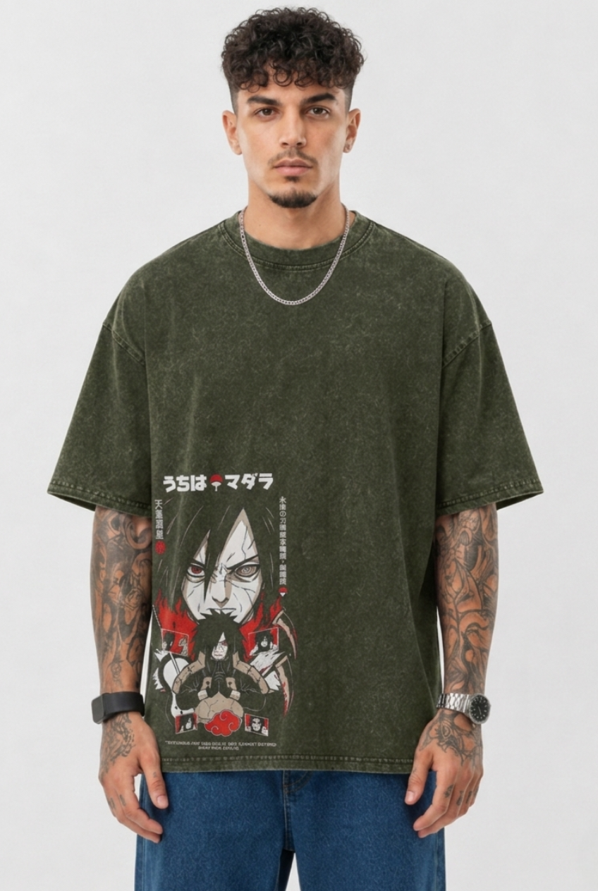 Uchiha Madara Oversized Acid Wash Anime T-Shirt