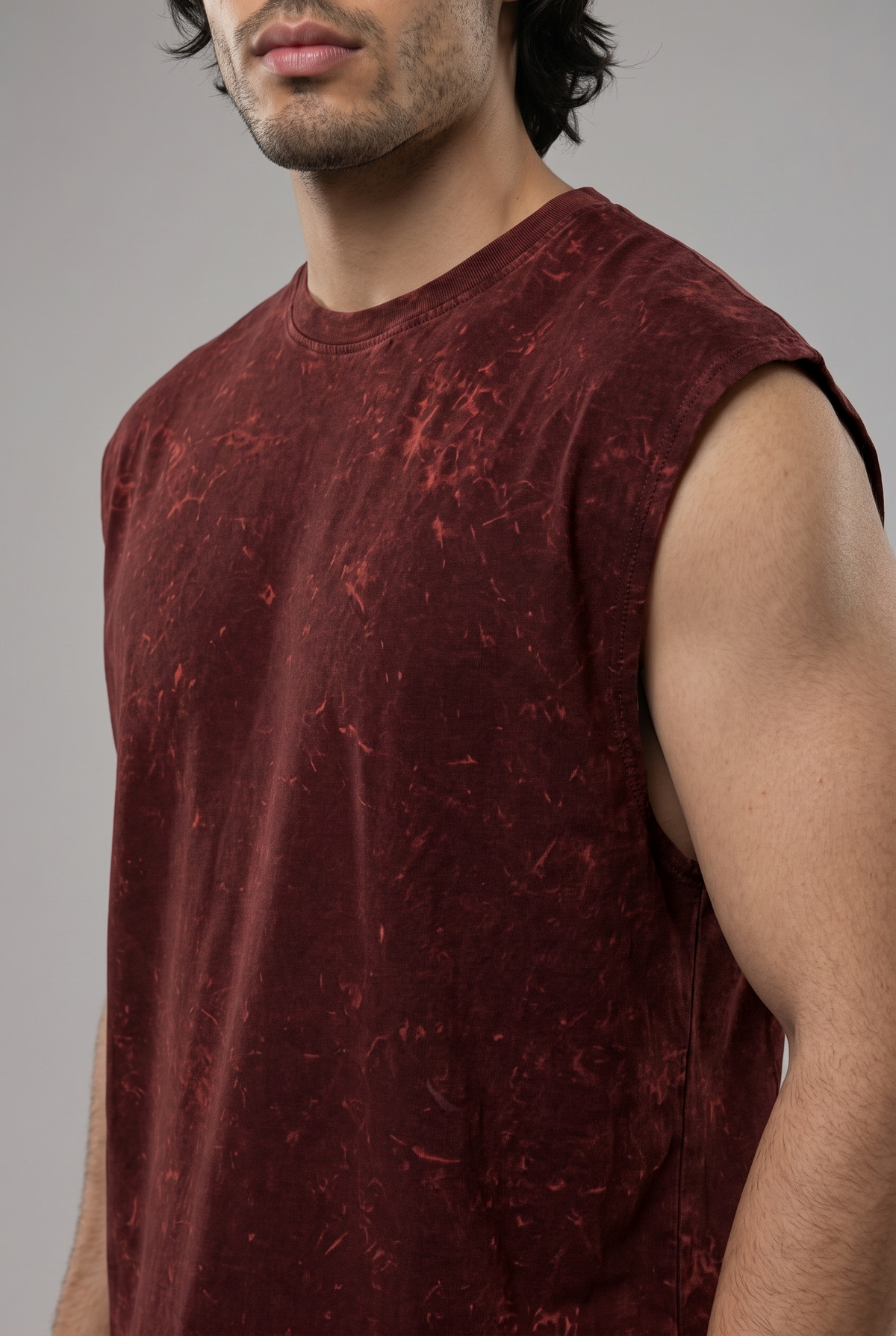 Premium Acid Wash Tank Top - Black
