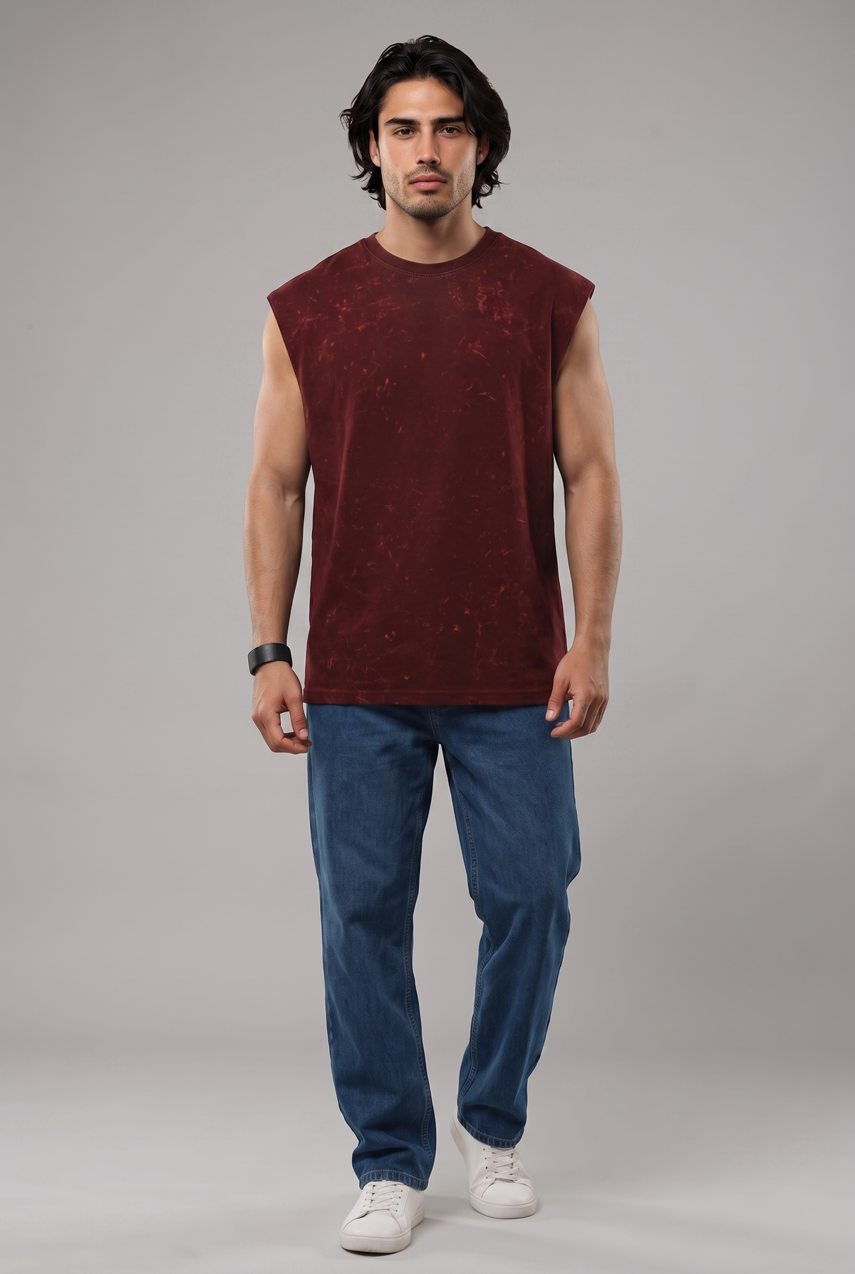 Premium Acid Wash Tank Top - Black