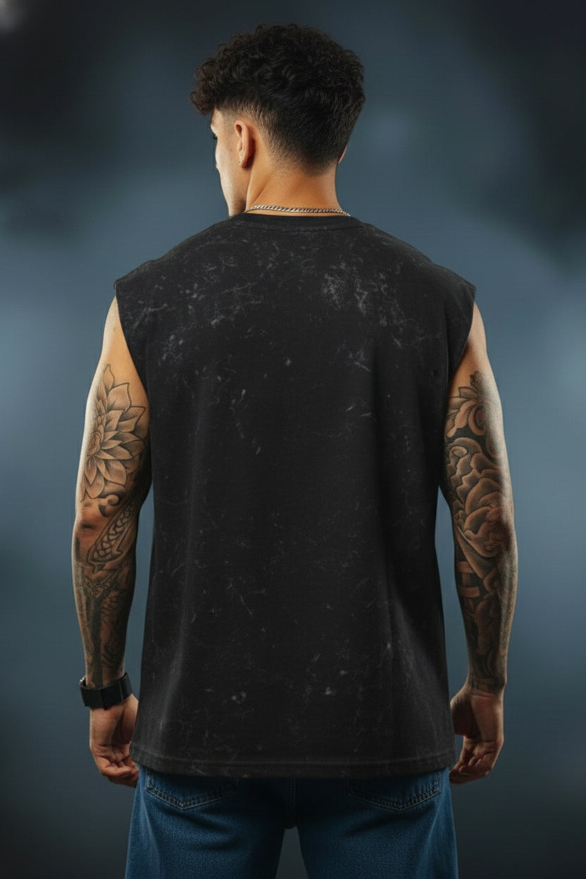 Black -Premium Acid-Wash Tank T-Shirt | 100% Cotton