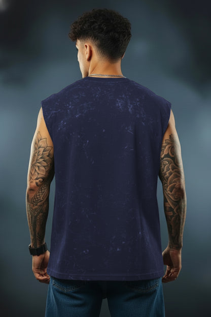 Navy-Premium Acid-Wash Tank T-Shirt | 100% Cotton