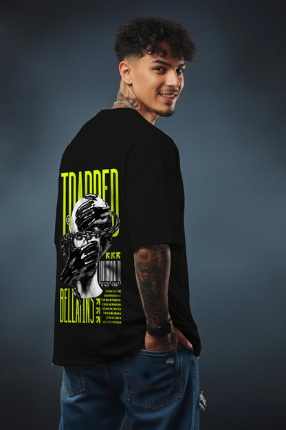 Trapped Neon Graphic Oversized T-Shirt By Bellatins