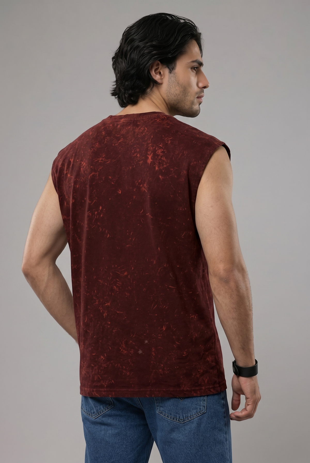 Premium Acid Wash Tank Top - Black