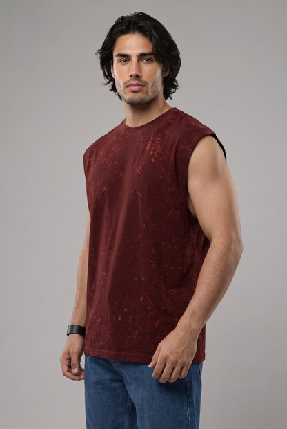 Premium Acid Wash Tank Top - Black