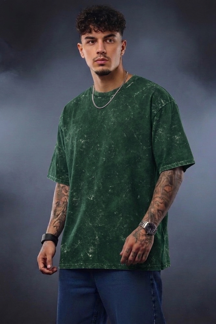 Acid Wash Oversized T-Shirt for Men | Trendy Streetwear Vintage Tee