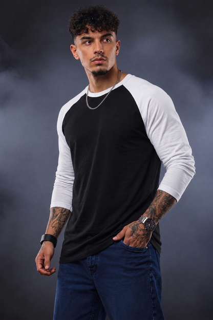 Men’s Raglan Full Sleeve T-Shirt | Contrast Sleeve Cotton Tee | Bellatins