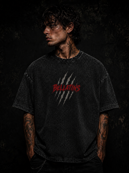 Bellatins Wolf Acid Wash Oversized T-Shirt | 240 GSM Premium Cotton | Unisex Streetwear