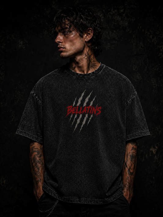 Bellatins Wolf Acid Wash Oversized T-Shirt | 240 GSM Premium Cotton | Unisex Streetwear