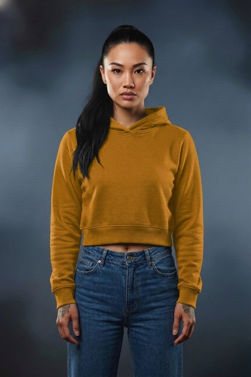 Women’s Crop Hoodie – Premium Cotton Fleece Stylish Casual Sweatshirt