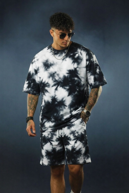 Men’s Tie-Dye Co-Ord Set – Oversized T-Shirt & Shorts Streetwear Combo
