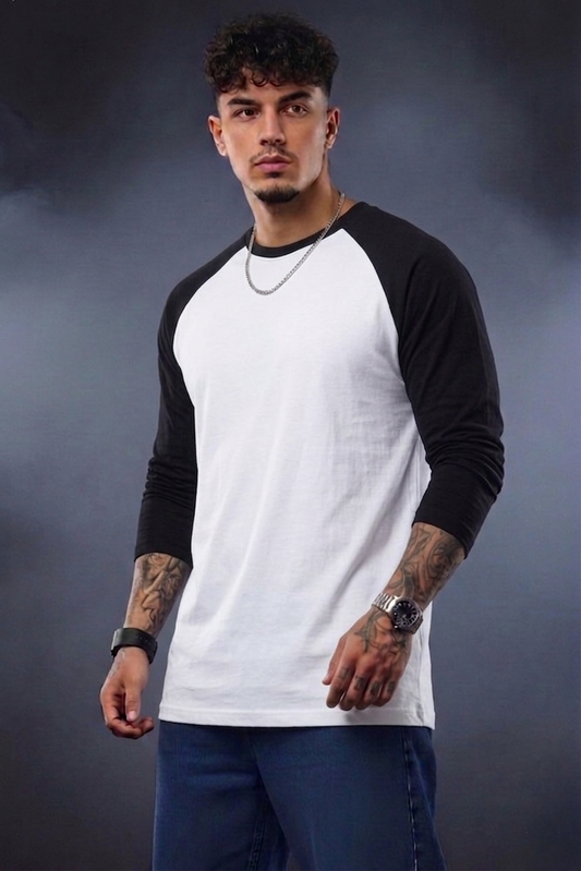 Men’s Raglan Full Sleeve T-Shirt | Contrast Sleeve Cotton Tee | Bellatins