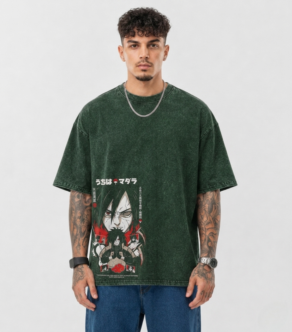 Uchiha Madara Oversized Acid Wash Anime T-Shirt