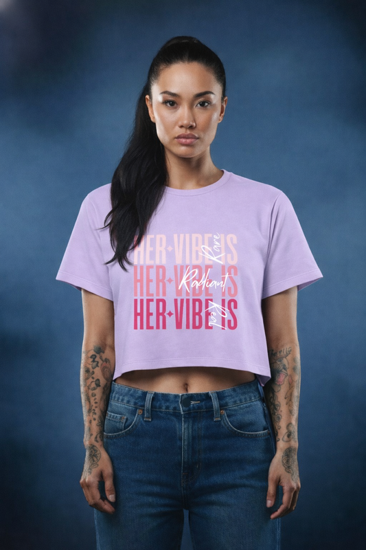Women’s Graphic Crop Top – “Her Vibes” Printed T-Shirt |