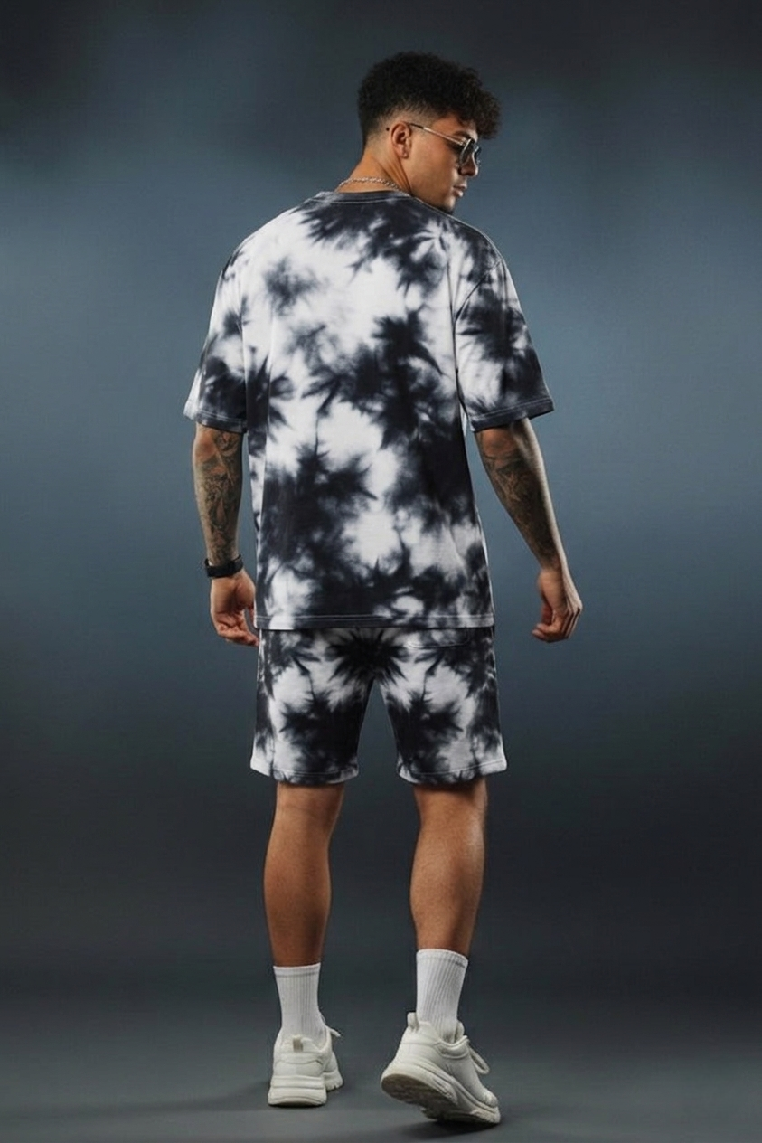 Men’s Tie-Dye Co-Ord Set – Oversized T-Shirt & Shorts Streetwear Combo