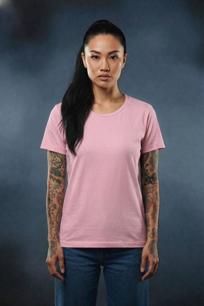 Basic Solid T-Shirt For Her – Soft Cotton Everyday Wear Tee