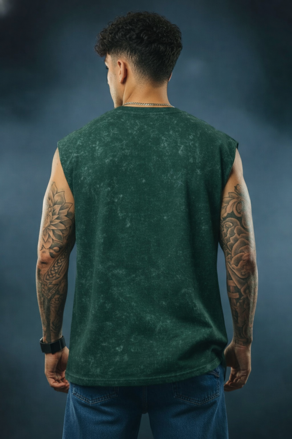 Premium Acid Wash Tank Top - Black