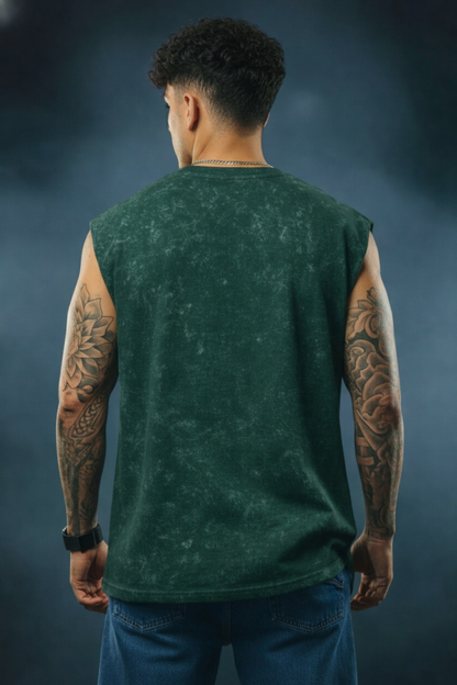 Premium Acid Wash Tank Top - Black