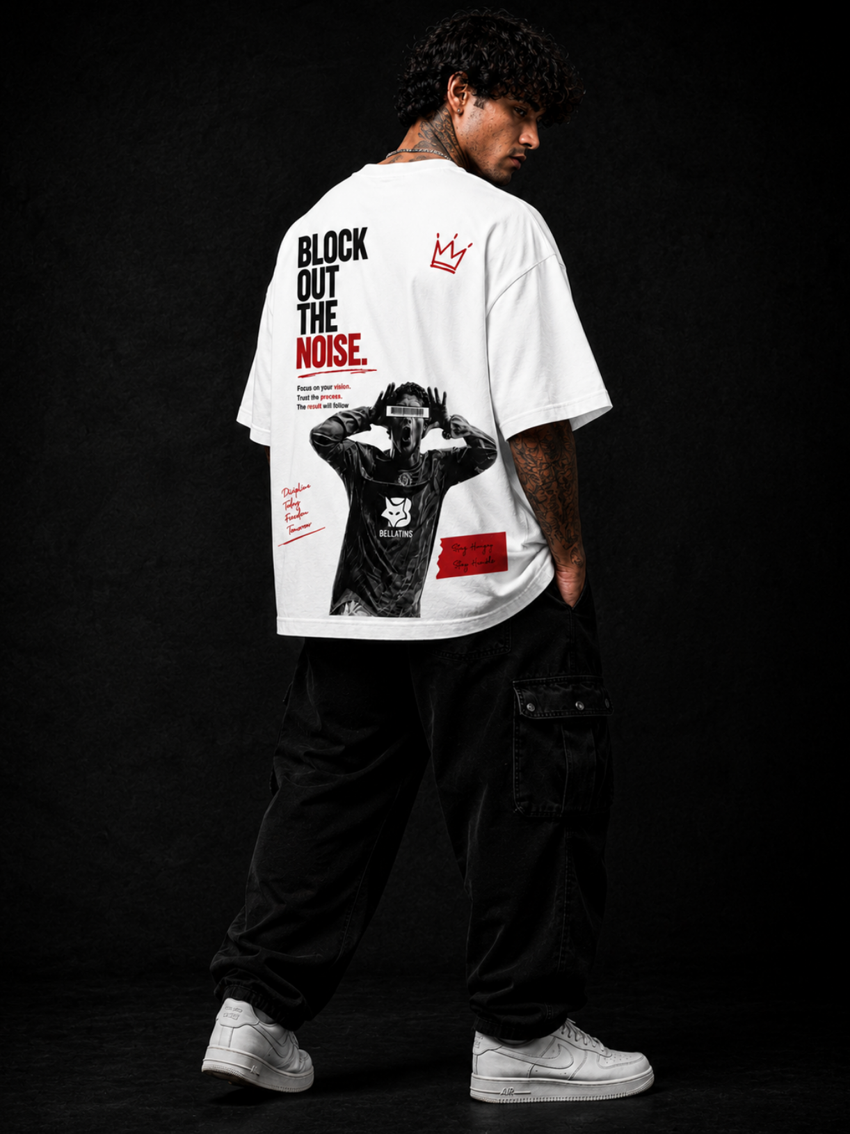 Block Out The Noise Oversized T-Shirt for Men & Women | Premium 240 GSM Cotton | Bellatins