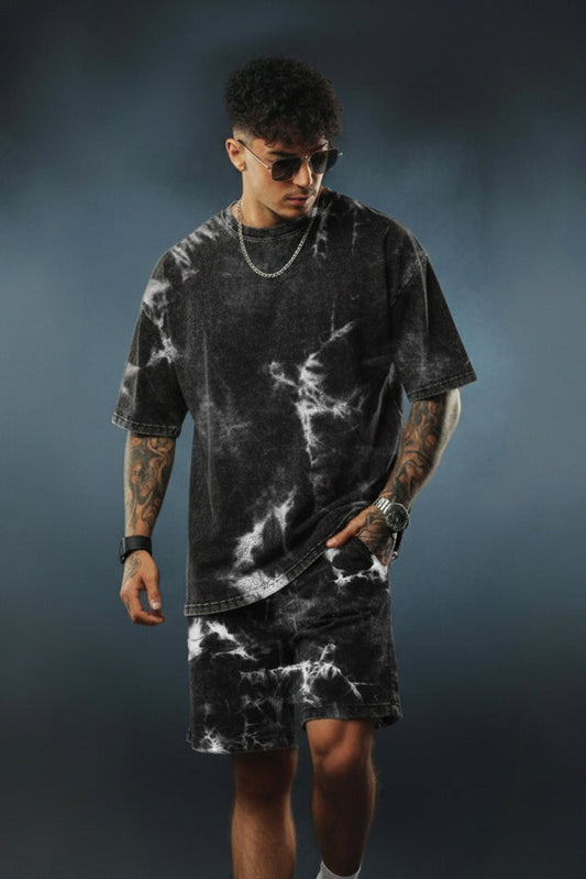 Men’s Tie-Dye Co-Ord Set – Oversized T-Shirt & Shorts Streetwear Combo