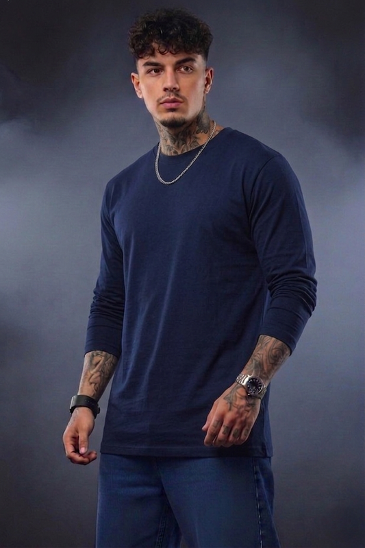 Men’s Premium Full Sleeve T-Shirt | Solid Cotton Crew Neck | Bellatins