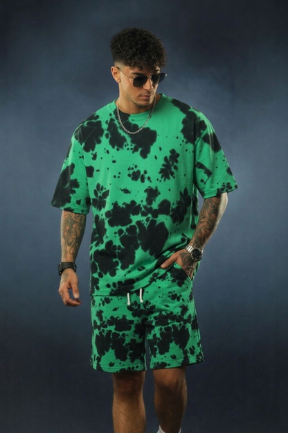 Men’s Tie-Dye Co-Ord Set – Oversized T-Shirt & Shorts Streetwear Combo