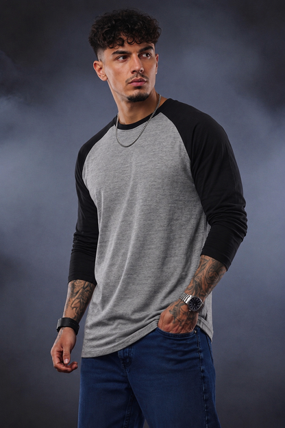 Men’s Raglan Full Sleeve T-Shirt | Contrast Sleeve Cotton Tee | Bellatins
