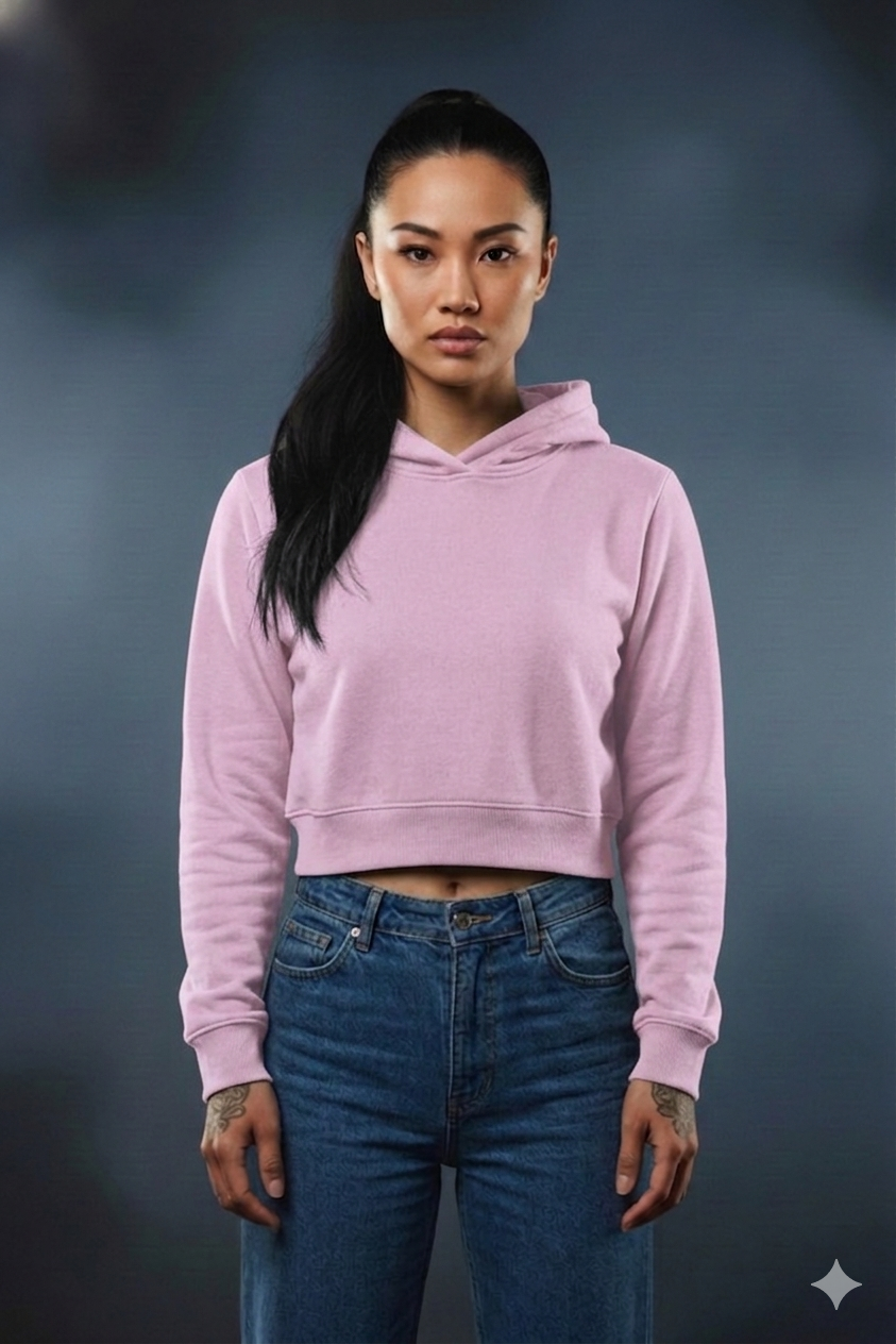 Women’s Crop Hoodie – Premium Cotton Fleece Stylish Casual Sweatshirt