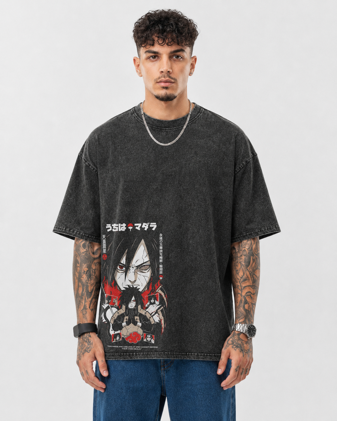 Uchiha Madara Oversized Acid Wash Anime T-Shirt