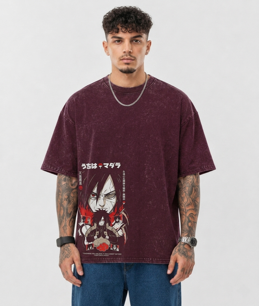 Uchiha Madara Oversized Acid Wash Anime T-Shirt