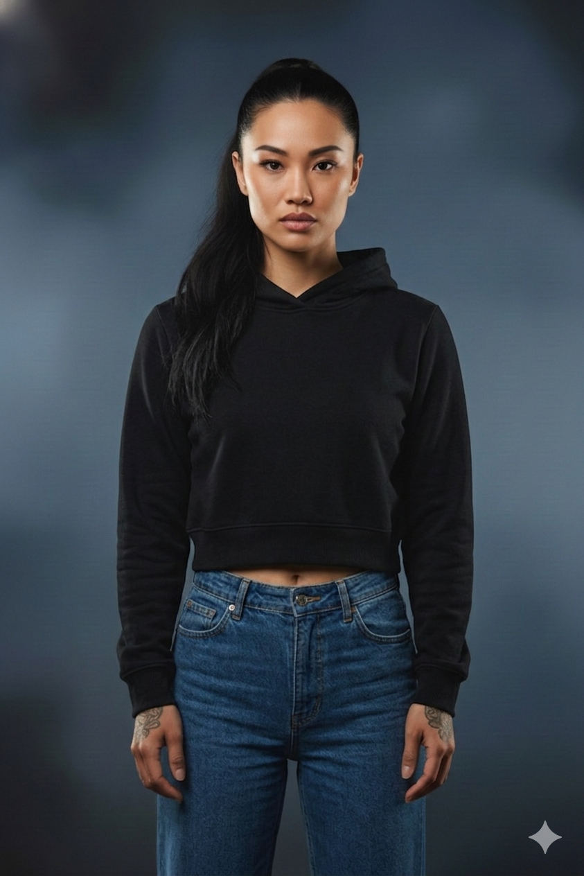 Women’s Crop Hoodie – Premium Cotton Fleece Stylish Casual Sweatshirt