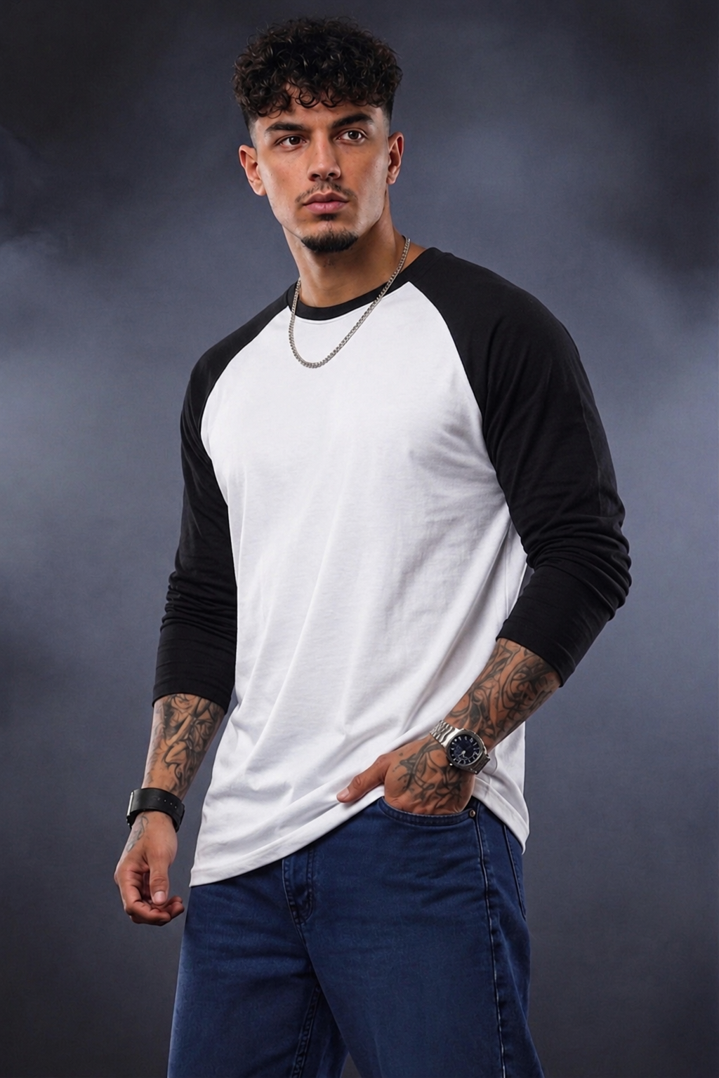 Men’s Raglan Full Sleeve T-Shirt | Contrast Sleeve Cotton Tee | Bellatins