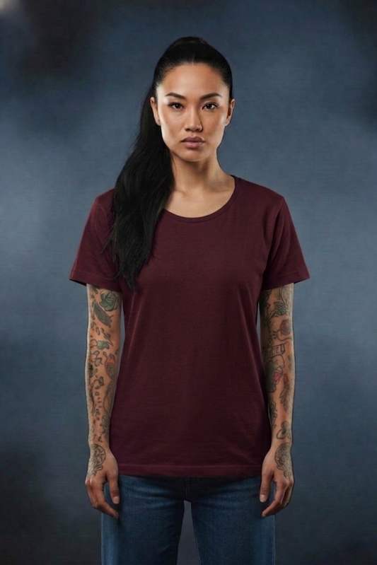 Basic Solid T-Shirt For Her – Soft Cotton Everyday Wear Tee