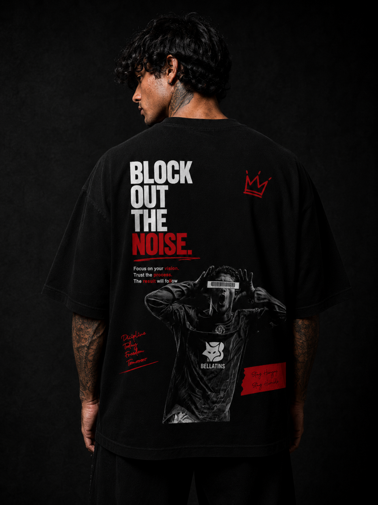 Block Out The Noise Oversized T-Shirt for Men & Women | Premium 240 GSM Cotton | Bellatins