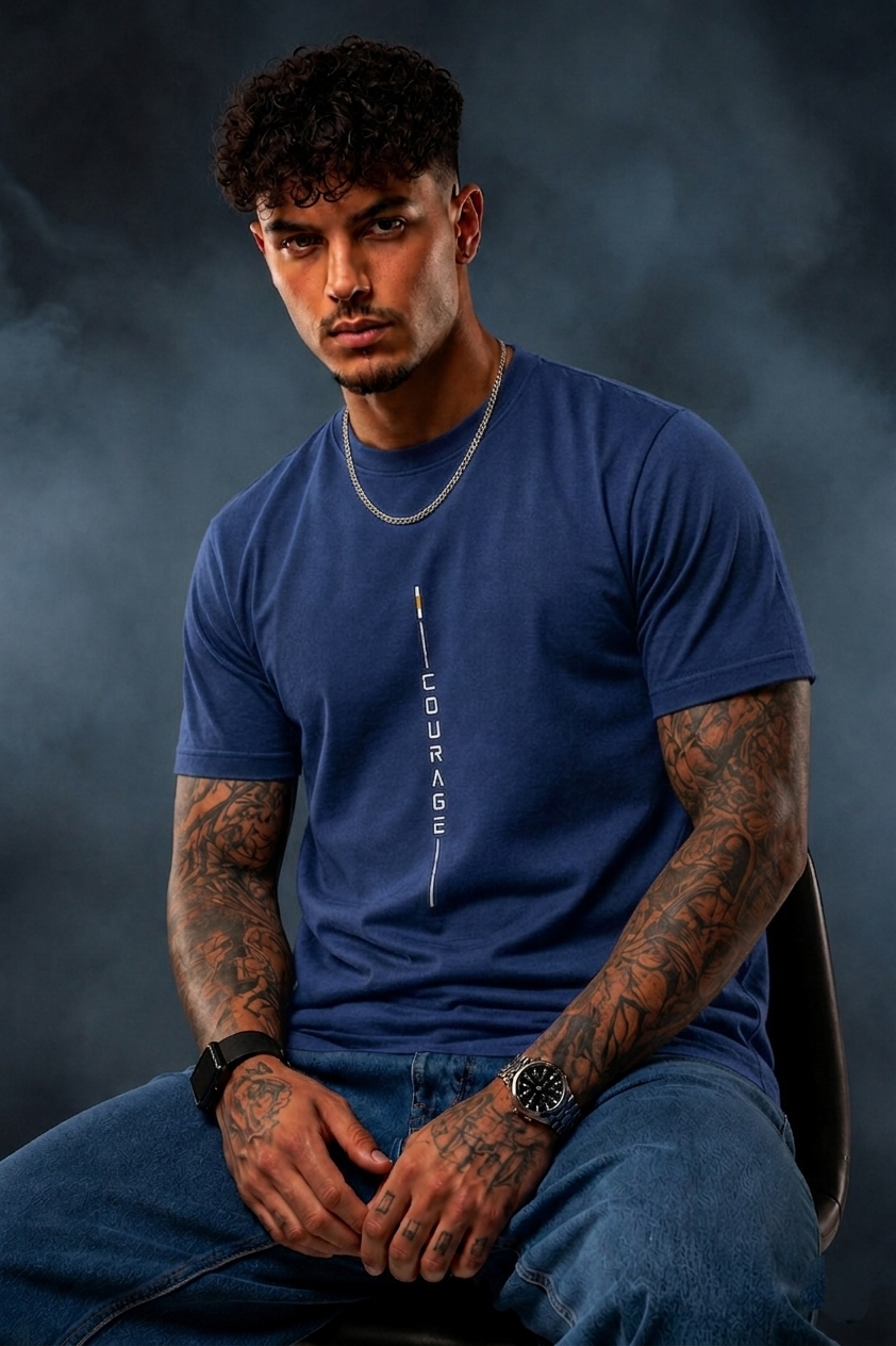 Vertical Courage Regular Fit T-Shirt for Men | Pure Cotton | Minimal Graphic Tee