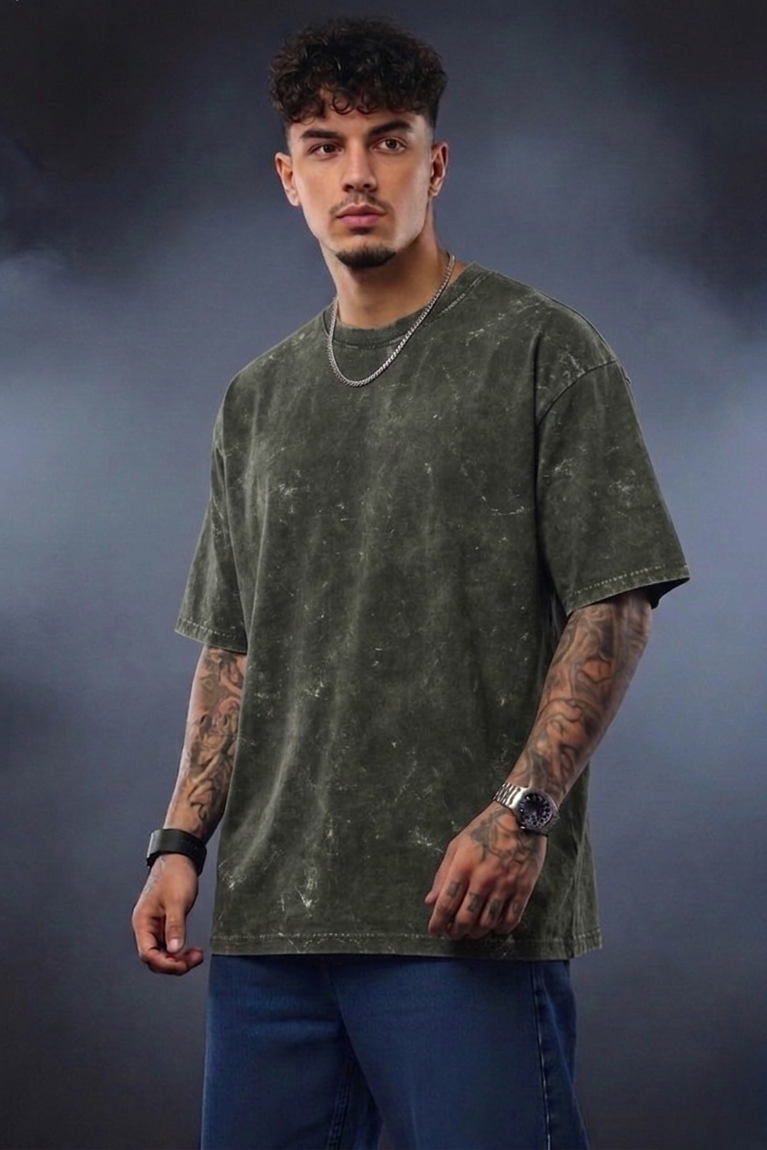 Acid Wash Oversized T-Shirt for Men | Trendy Streetwear Vintage Tee