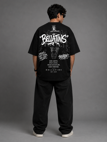 Bellatins Rise Above Wolf Oversized T-Shirt for Men | 240 GSM Premium Cotton | Drop Shoulder Streetwear |
