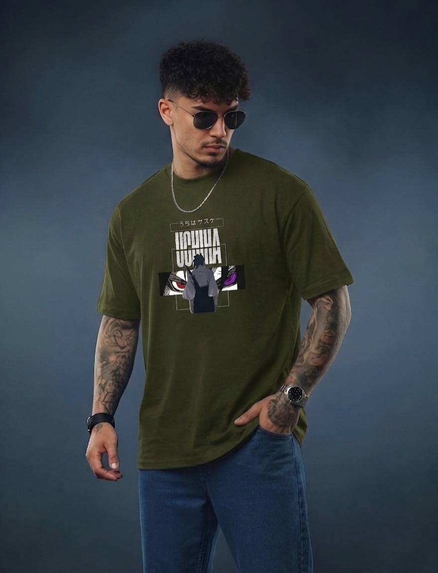 Sasuke Uchiha Printed T-Shirt – Streetwear Anime Oversized Fit