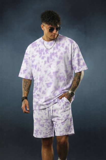 Men’s Tie-Dye Co-Ord Set – Oversized T-Shirt & Shorts Streetwear Combo