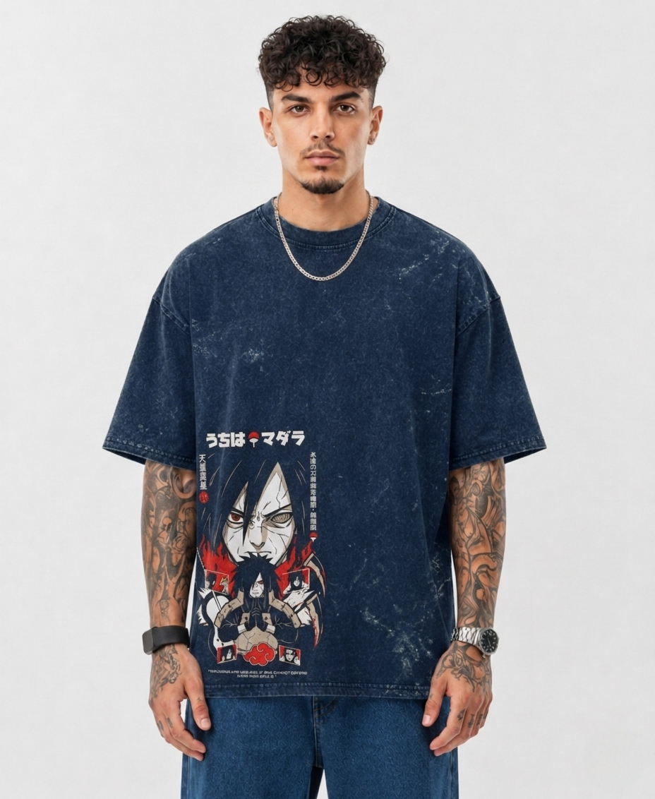 Uchiha Madara Oversized Acid Wash Anime T-Shirt