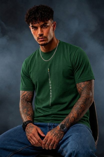 Vertical Courage Regular Fit T-Shirt for Men | Pure Cotton | Minimal Graphic Tee