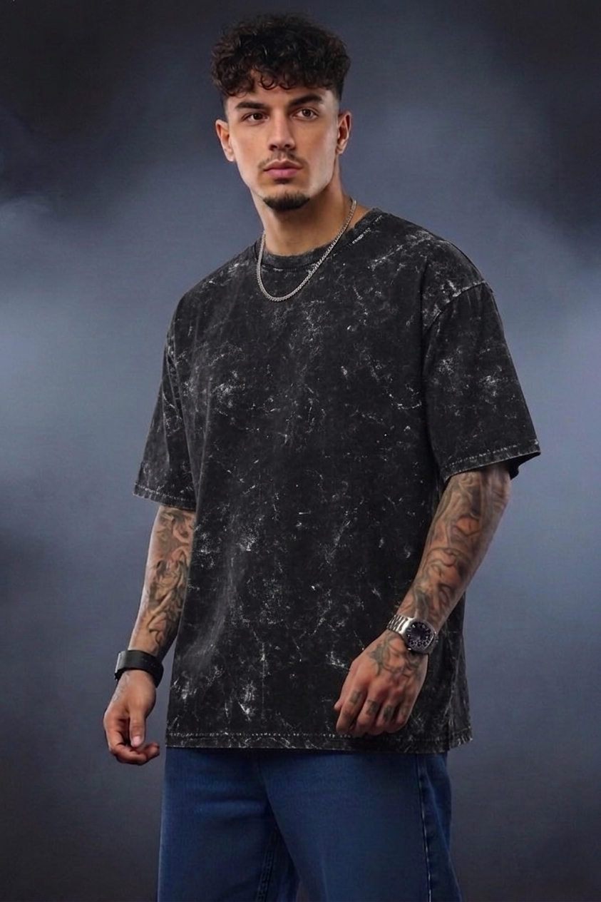Acid Wash Oversized T-Shirt for Men | Trendy Streetwear Vintage Tee